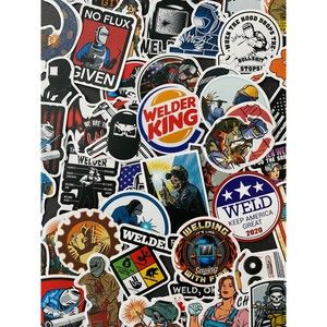 50pcs Funny Construction Hard Hat Welder Themed Waterproof Stickers Pack